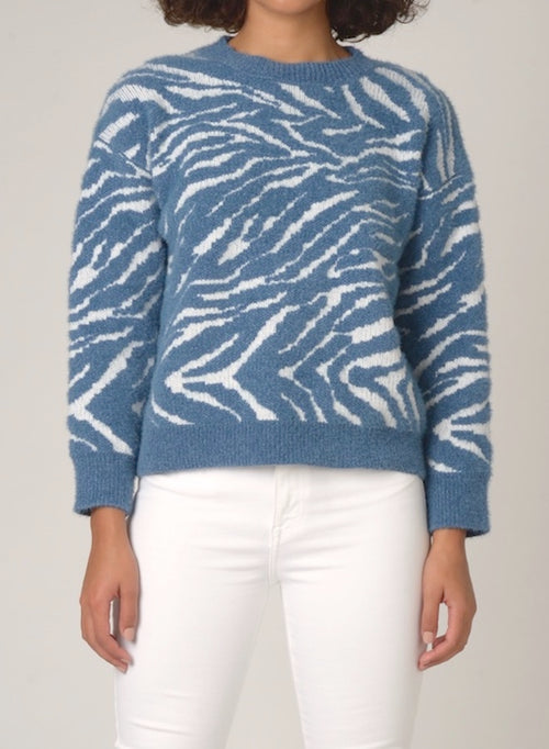 100306 Uma Blue Zebra Print Sweater