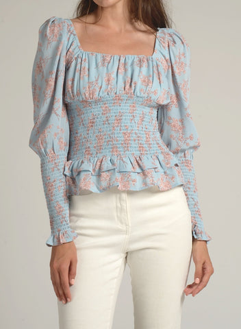 120105 Elva Tiered Ruffle Shoulder Top