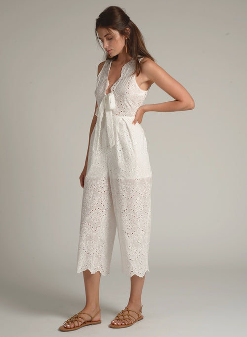 90605 DETAILED VNECK FRONT TIE LACE JUMPSUIT