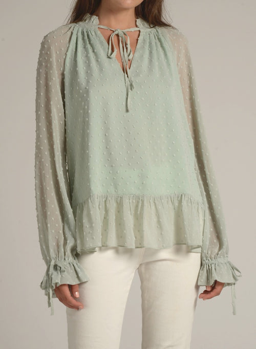 90109 MINT GREEN DOT BLOUSE