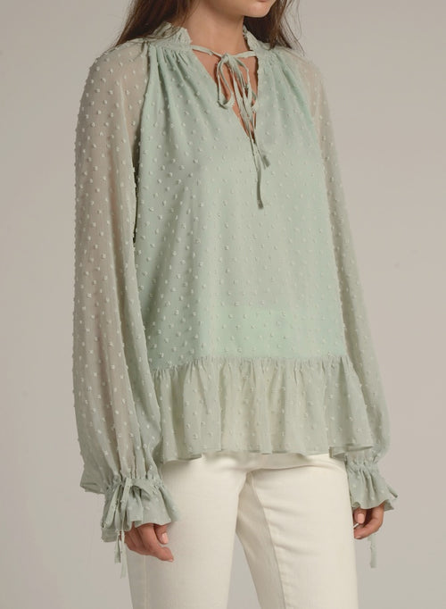 90109 MINT GREEN DOT BLOUSE